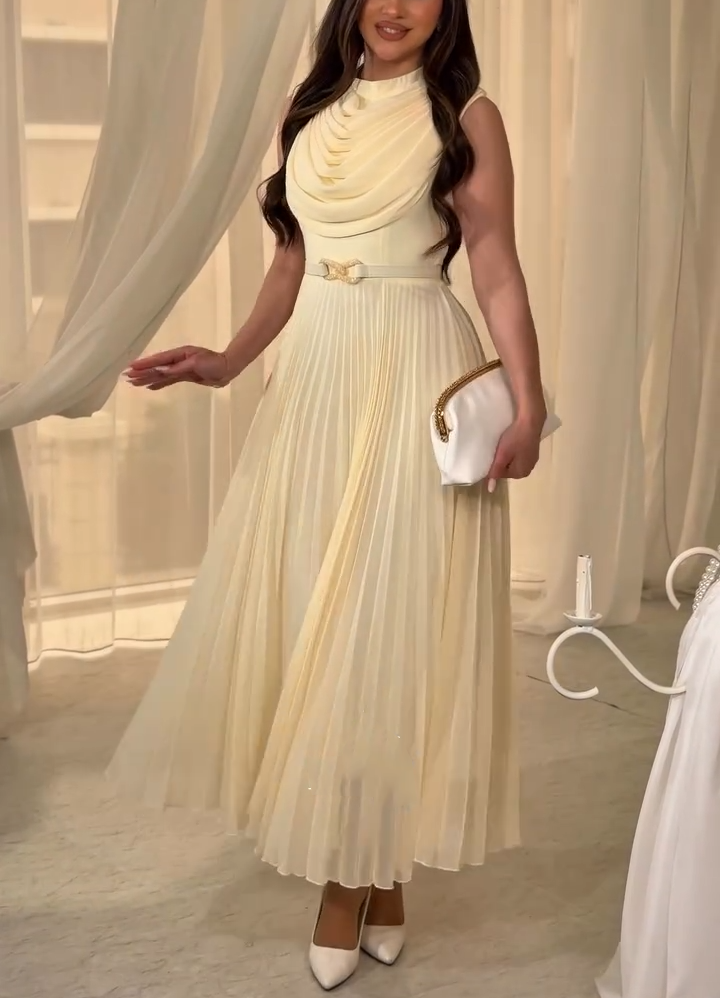 Elegant A-Line Pleated Chiffon Evening Gown