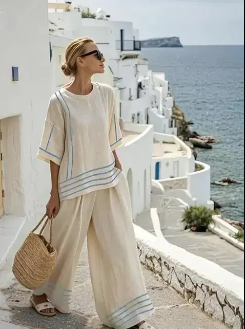 Women'S Loose Striped Pants Suit