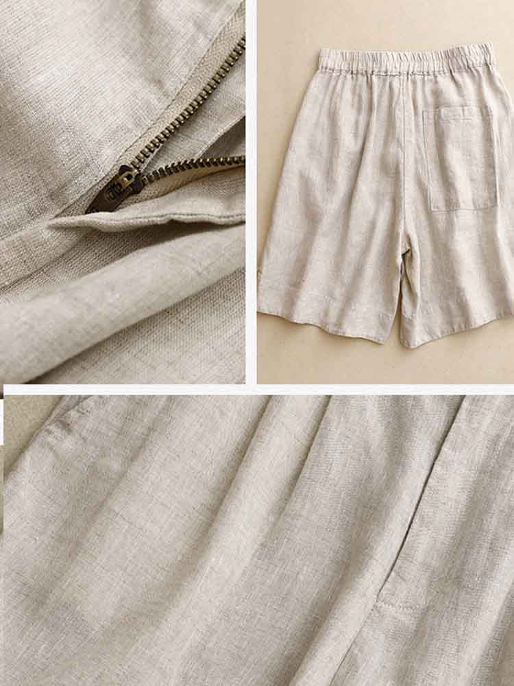 Women's Vintage Simple Linen Blend Casual Shorts