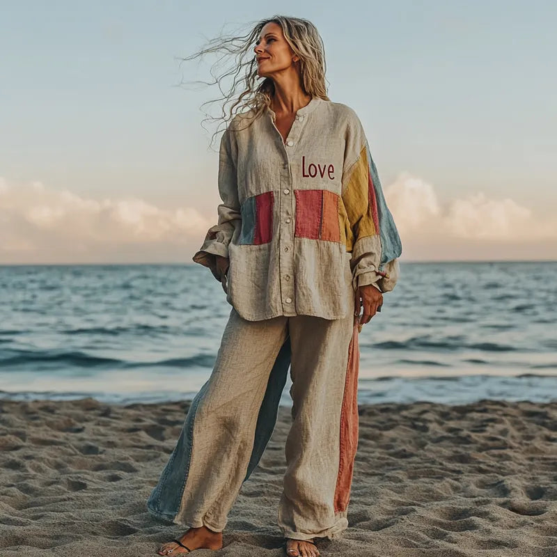 Comfort Vacation Oversized Linen Long Sleeve Set