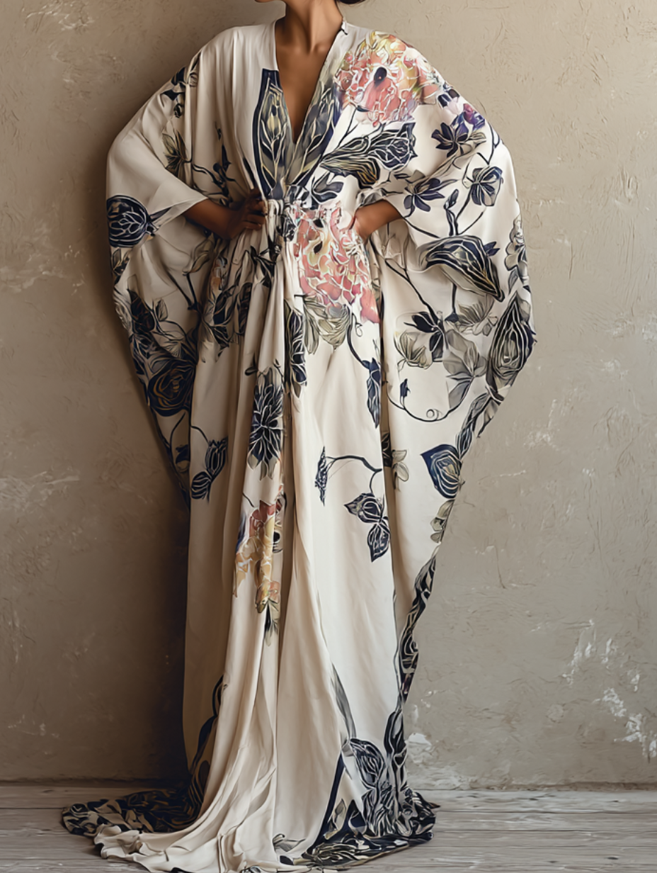 Women's Pink Peony Linen Kaftan