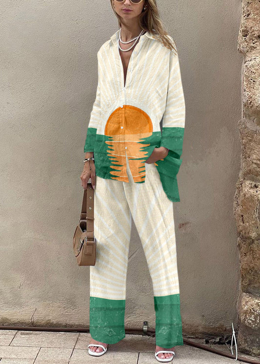 Sunrise Print Shirt & Pants Two-Piece Set