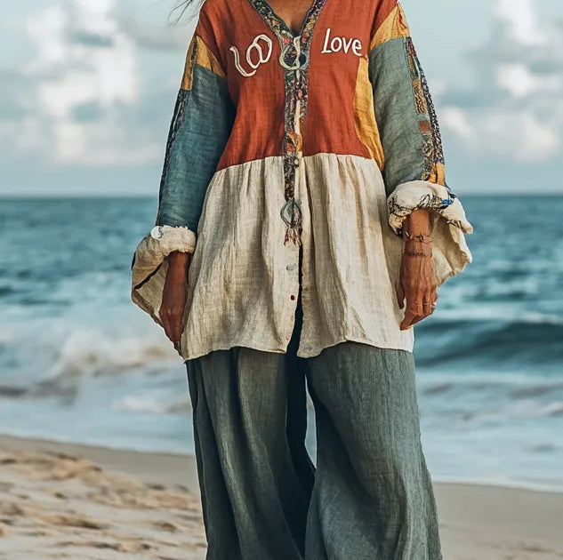 Comfort Vacation Oversized Linen Long Sleeve Set