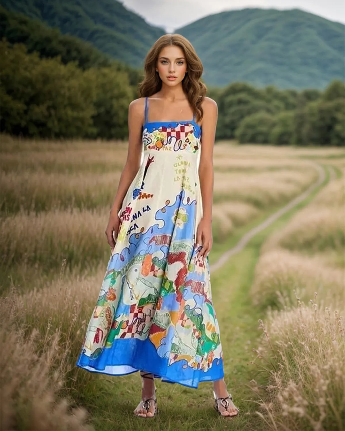 Linen Surrealist Sundress