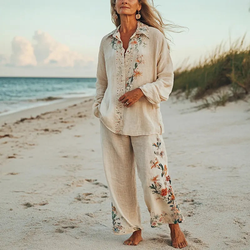 Comfort Vacation Oversized Linen Long Sleeve Set