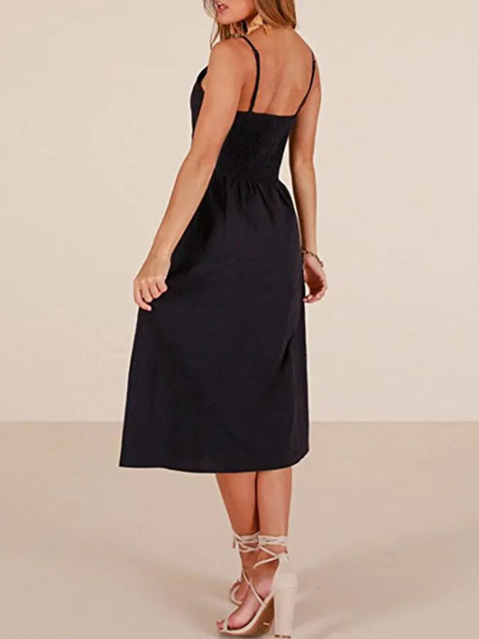 Women's Casual Button Sling Dress