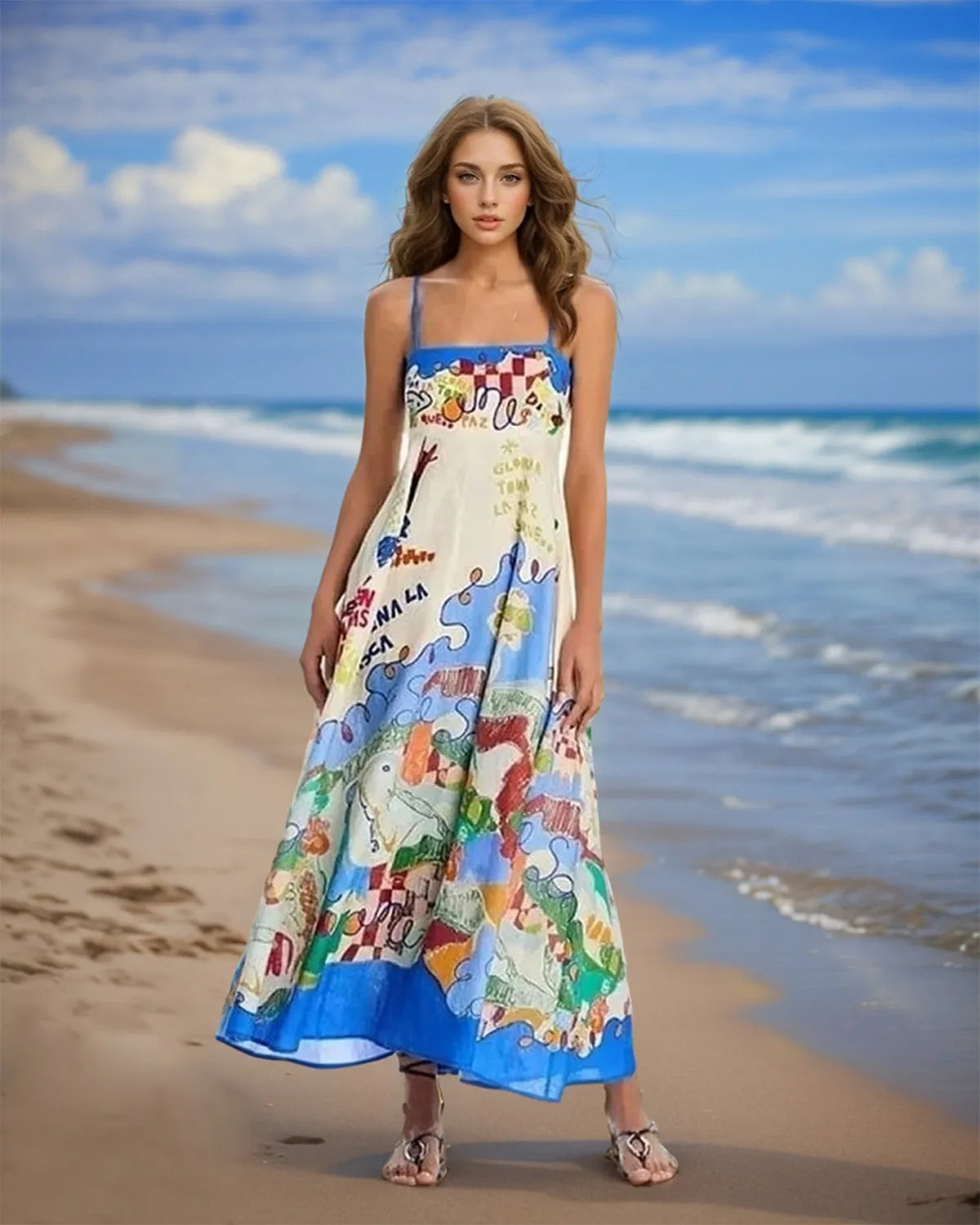 Linen Surrealist Sundress