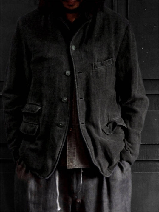 Men's Vintage Multi Flap Pocket Linen Blend Jacket