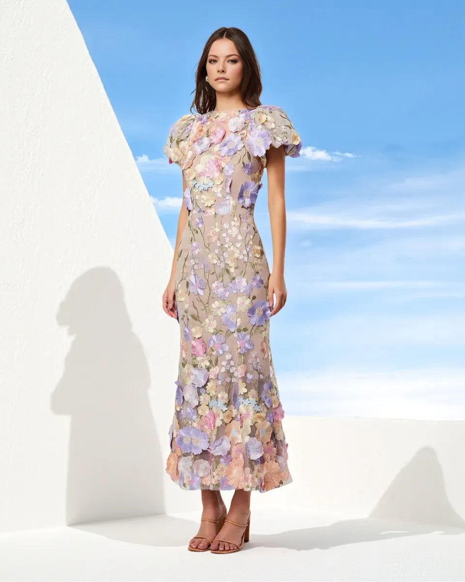 Astraea 3D Lace Maxi Dress