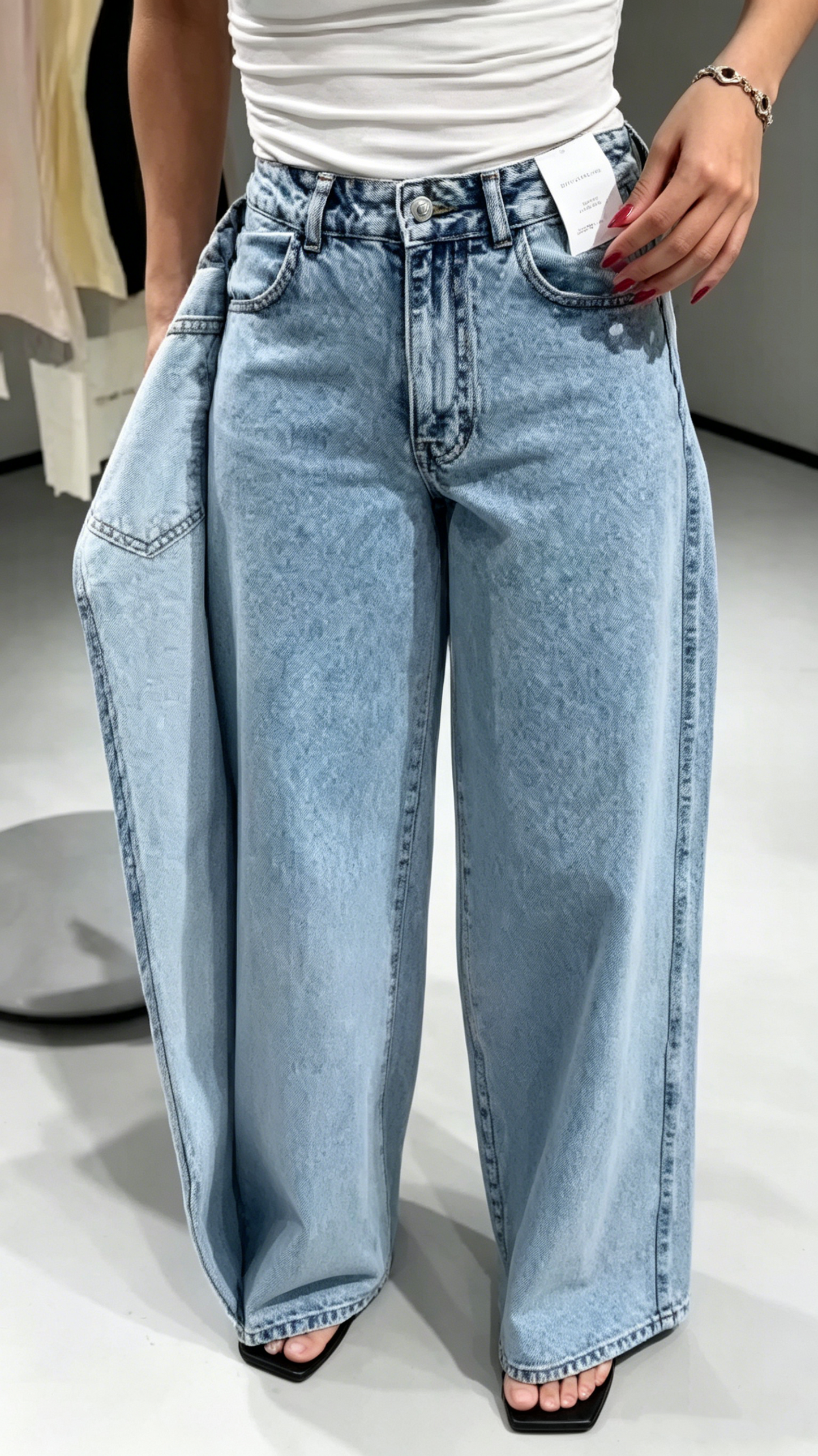 Women's Faux Two-Piece Design Casual Jeans