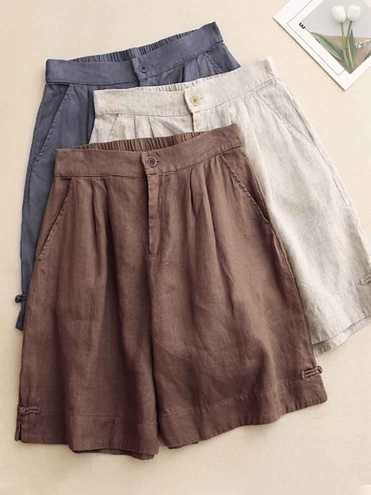 Women's Vintage Simple Linen Blend Casual Shorts