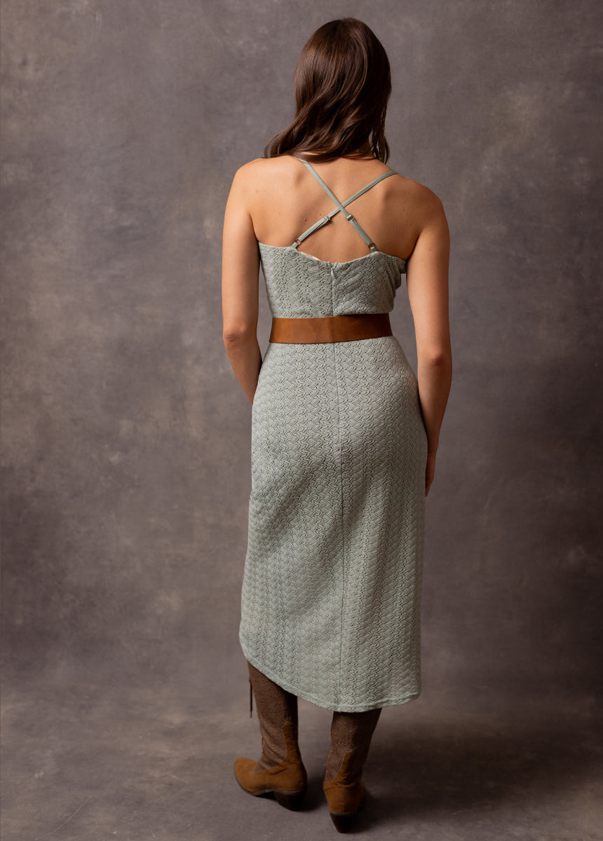 Elegant Wrap-Style High-Low Midi Dress