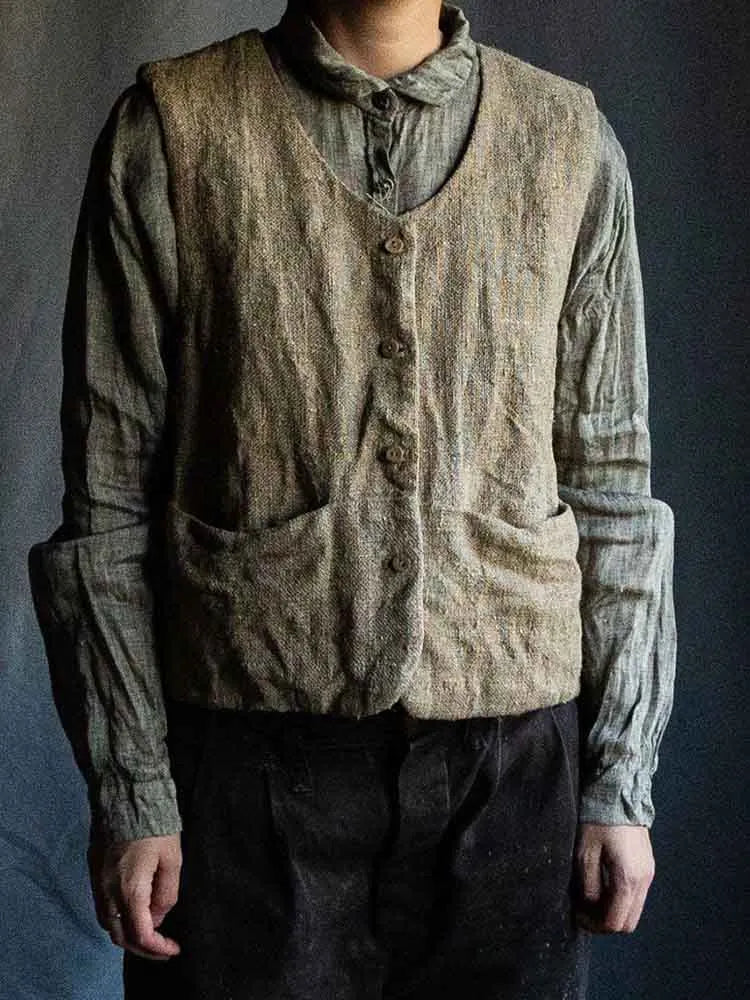 Men's Vintage Simple Linen Blend Vest