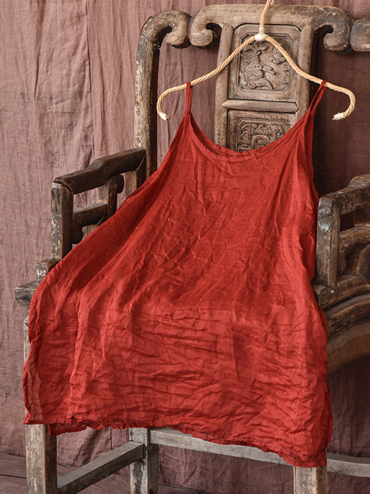 Women's Casual Solid Color Loose Suspender Top