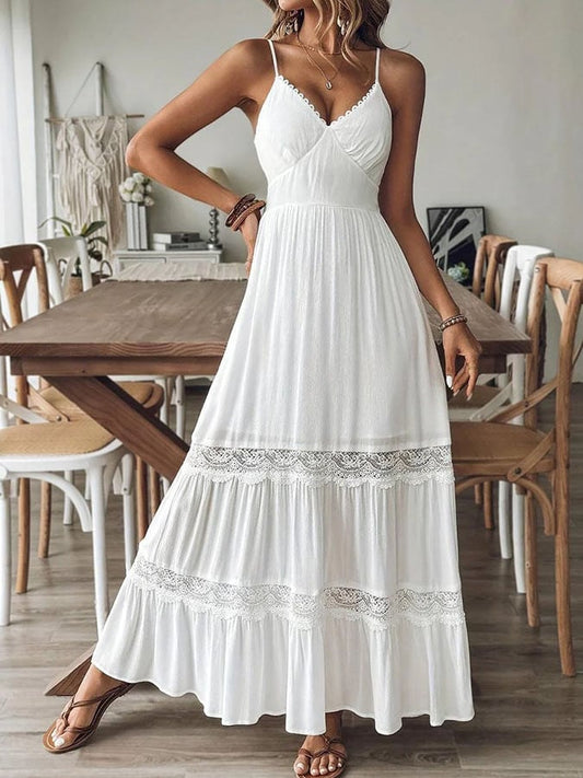 Women's Casual Stitching Lace Suspender Dress
