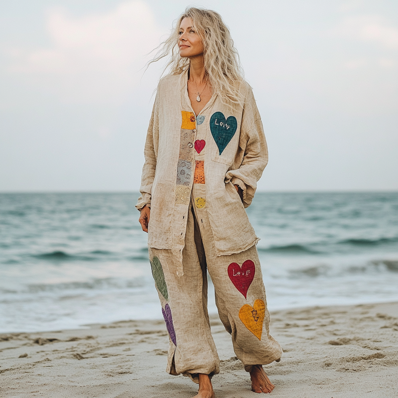 Comfort Vacation Oversized Linen Long Sleeve Set