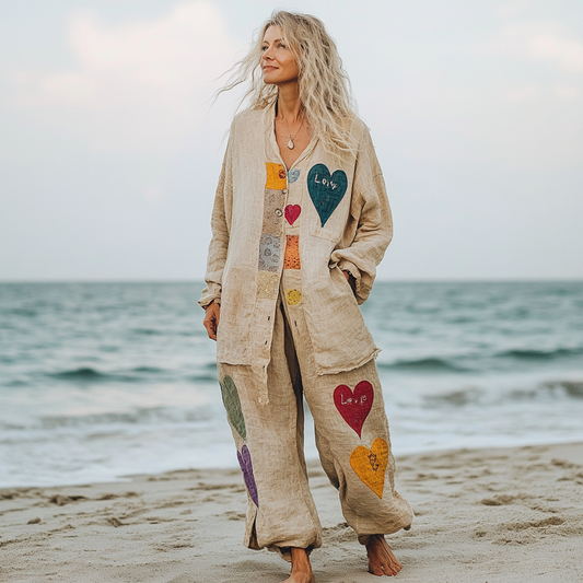 Comfort Vacation Oversized Linen Long Sleeve Set