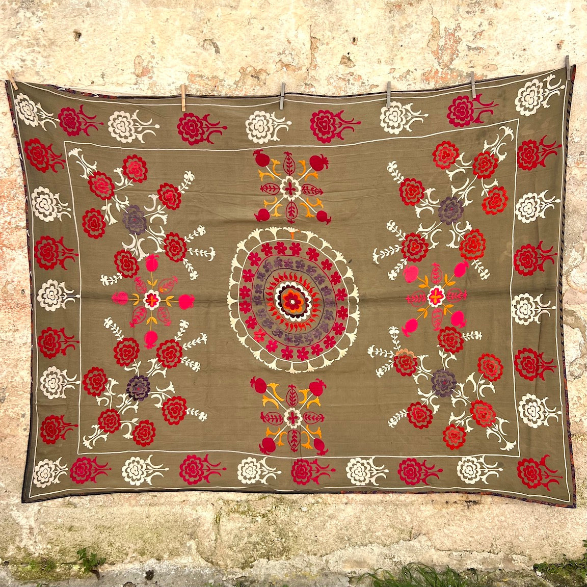Antique Afghani Silk Thread Suzani N. 2