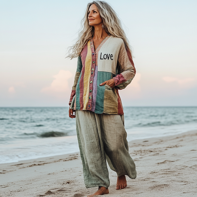 Comfort Vacation Oversized Linen Long Sleeve Set