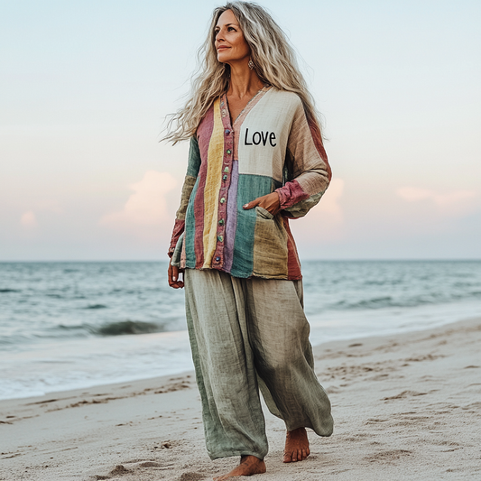 Comfort Vacation Oversized Linen Long Sleeve Set
