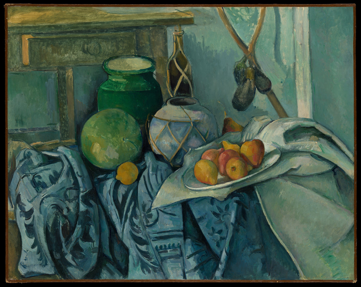 Still Life with a Ginger Jar and Eggplants by Paul Cézanne - Oil Painting canvas print