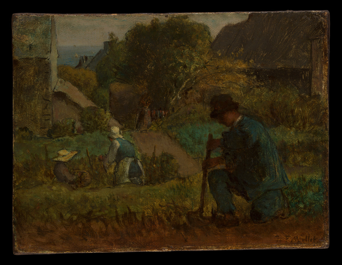 Garden Scene by Jean-François Millet - Oil Painting canvas print