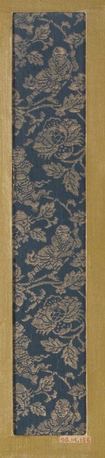 Textile fragment with pattern of Chinese boys on flowering branches by  - Classic Art canvas print