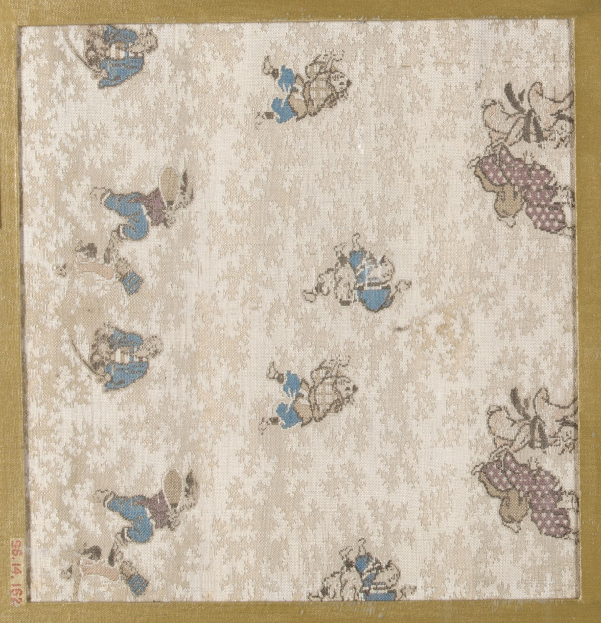 Textile fragment with scattered human figures on patterned ground by  - Classic Art canvas print