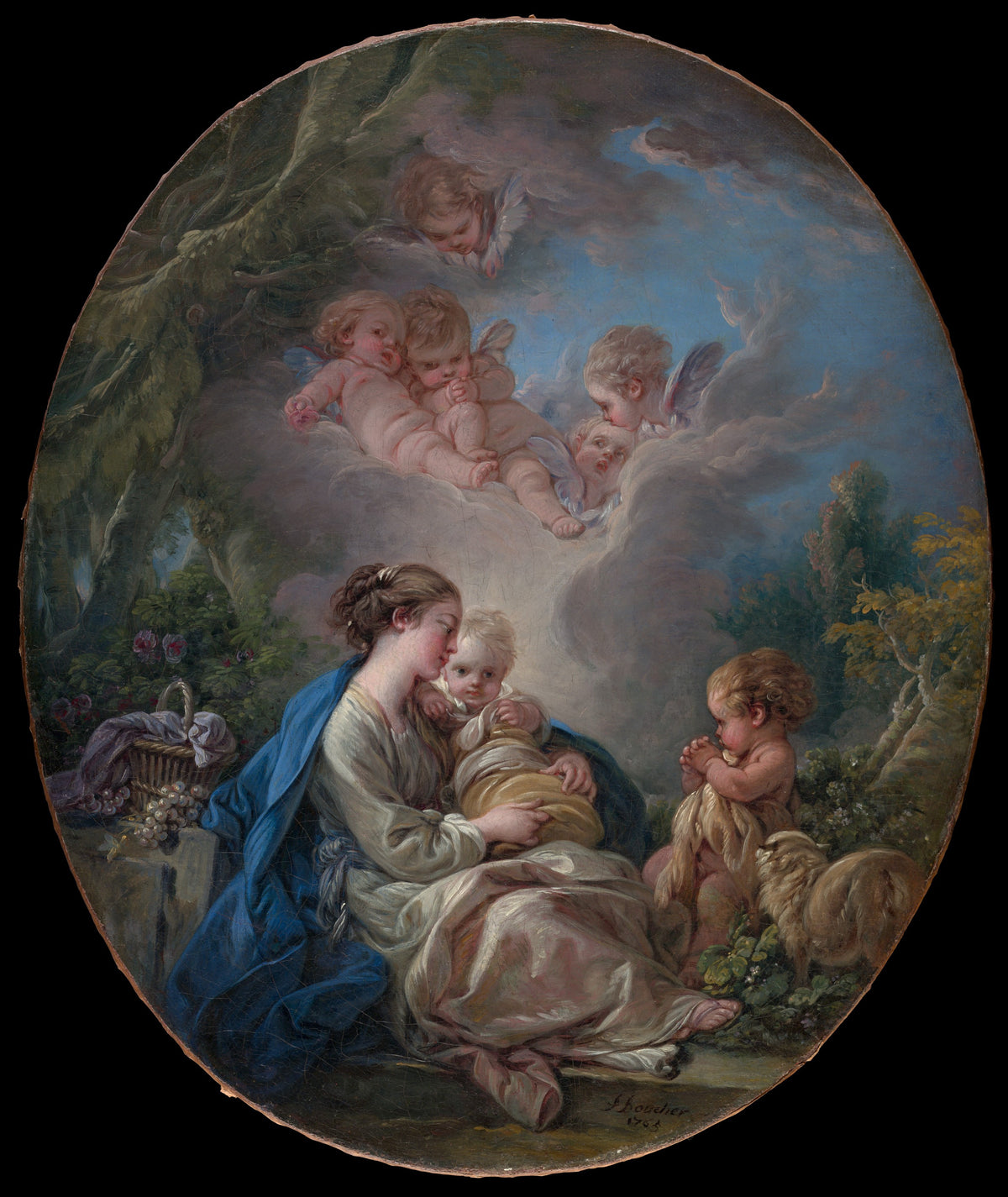 Virgin and Child with the Young Saint John the Baptist and Angels by François Boucher - Oil Painting canvas print
