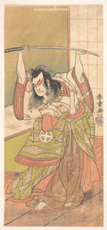 The Third Otani Hiroji as a Daimyo Standing on the Engawa by Katsukawa Shunshō　勝川春章 - Ukiyo-e canvas print