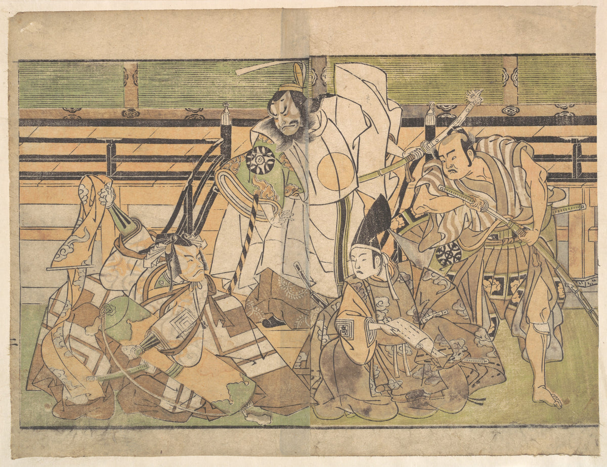 Four Actors in Unidentified Roles by Katsukawa Shunshō　勝川春章 - Ukiyo-e canvas print
