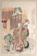 Young Women Visiting a Shinto Shrine by Katsushika Hokusai - Ukiyo-e canvas print