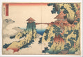 The Hanging-cloud Bridge at Mount Gyd near Ashikaga Ashikaga Gydzan kumo no kakehashi, from the series Remarkable Views of Bridges in Various Provinces Shokoku meiky kiran by Katsushika Hokusai - Ukiyo-e canvas print