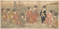 Women Worshipping the Rising Sun between the Twin Rocks at Ise by Kitagawa Utamaro - Ukiyo-e canvas print