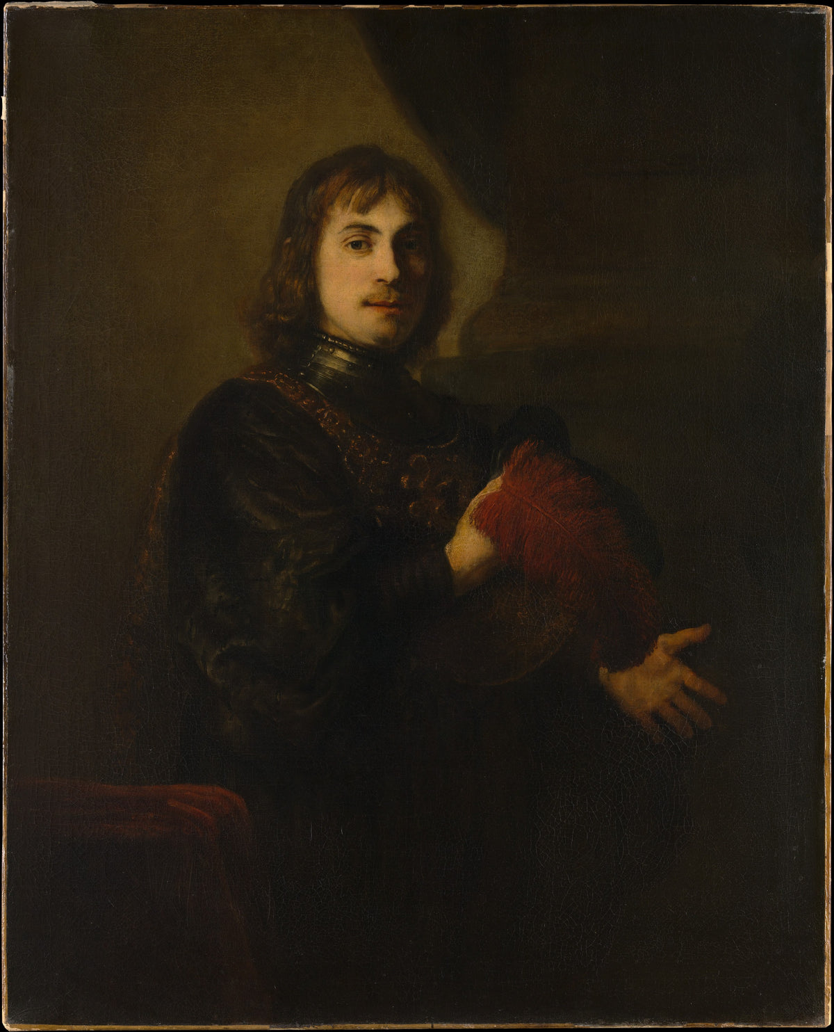 Portrait of a Man with a Breastplate and Plumed Hat by Rembrandt - Baroque canvas print