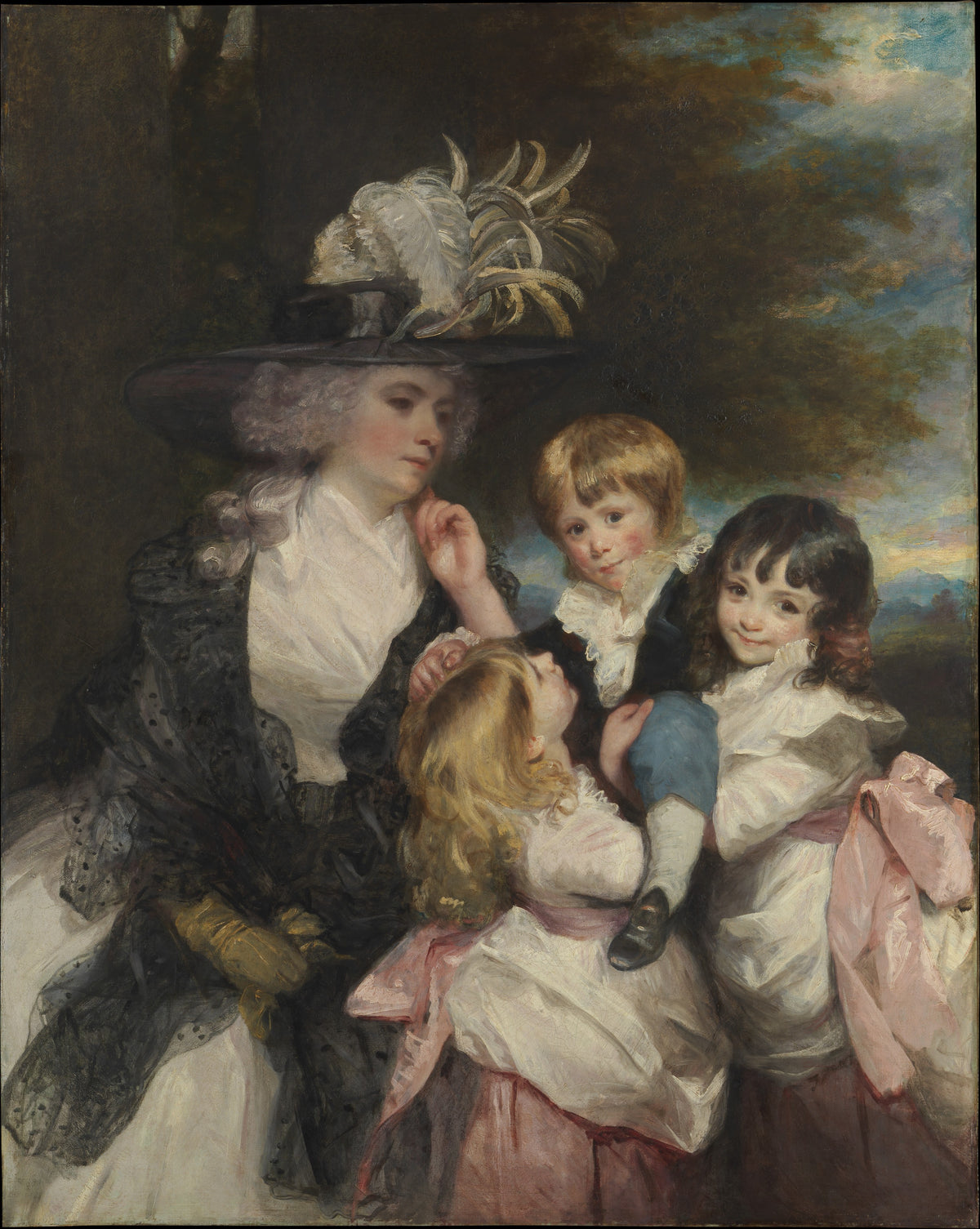 Lady Smith Charlotte Delaval and Her Children George Henry, Louisa, and Charlotte by Sir Joshua Reynolds - Oil Painting canvas print