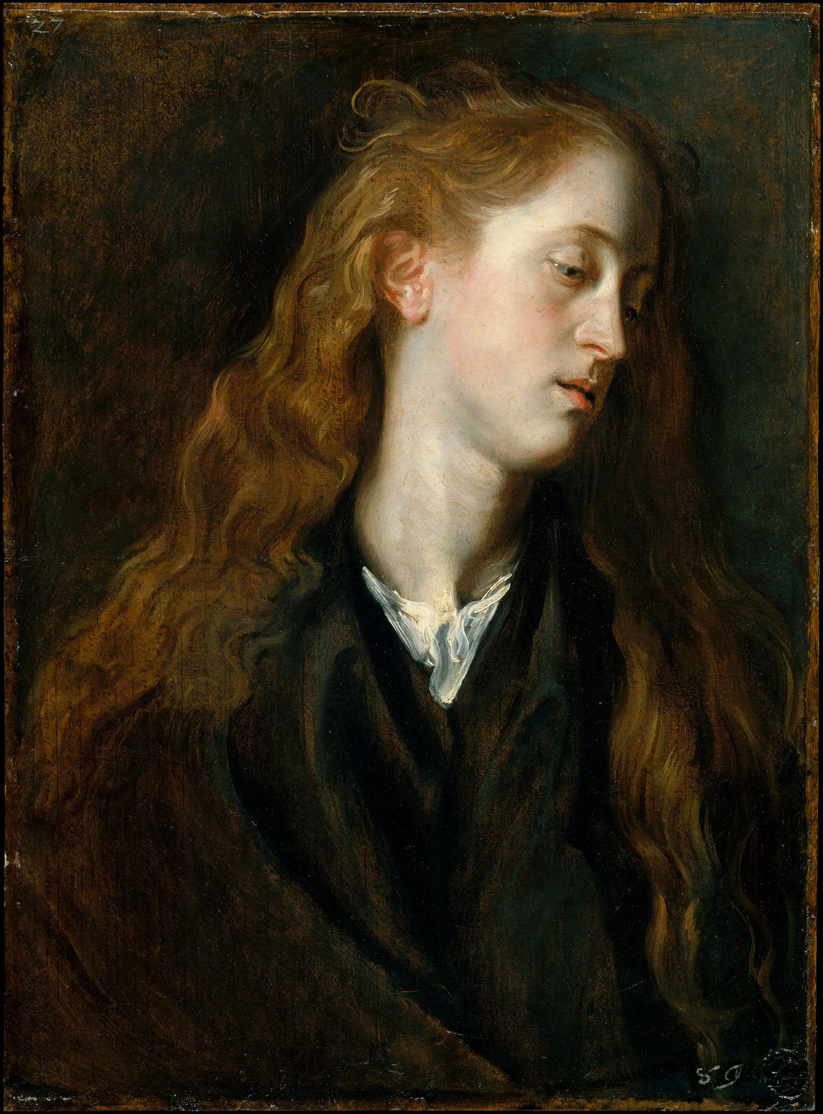 Study Head of a Young Woman by Anthony van Dyck - Classic Art canvas print