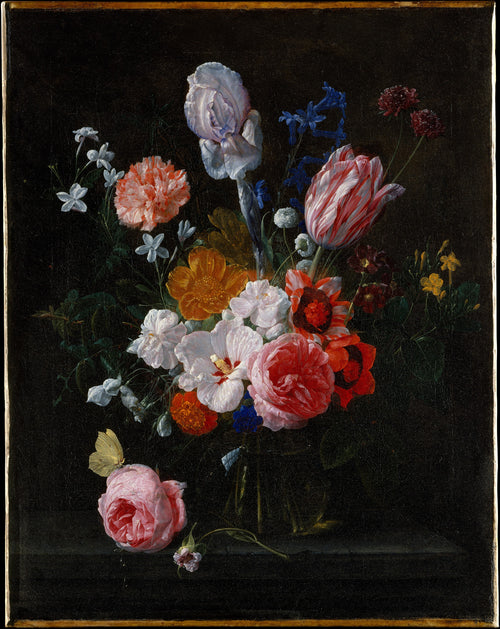 A Bouquet of Flowers in a Crystal Vase by Nicolaes van Veerendael - Oil Painting canvas print