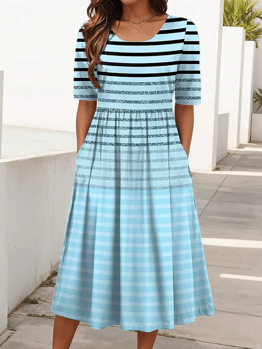 Women's Holiday Round Neck Half Sleeve Printed Dress
