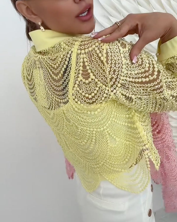 Beaded Lace Cropped Blouse