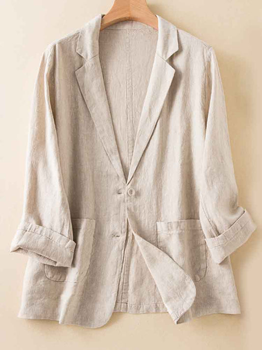 Women's Simple Versatile Linen Blend Casual Jacket