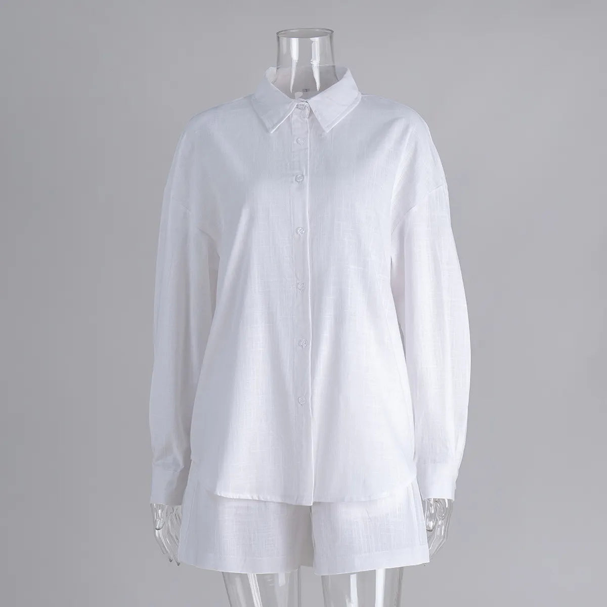 Cotton Cardigan Long Sleeve Shorts Set