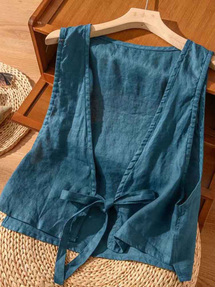 Women's Simple Versatile Linen Blend Casual Vest