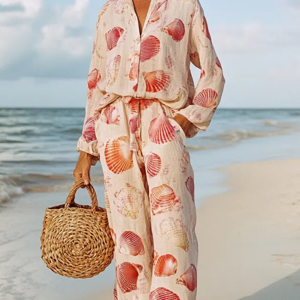 Comfort Vacation Oversized Linen Long Sleeve Set