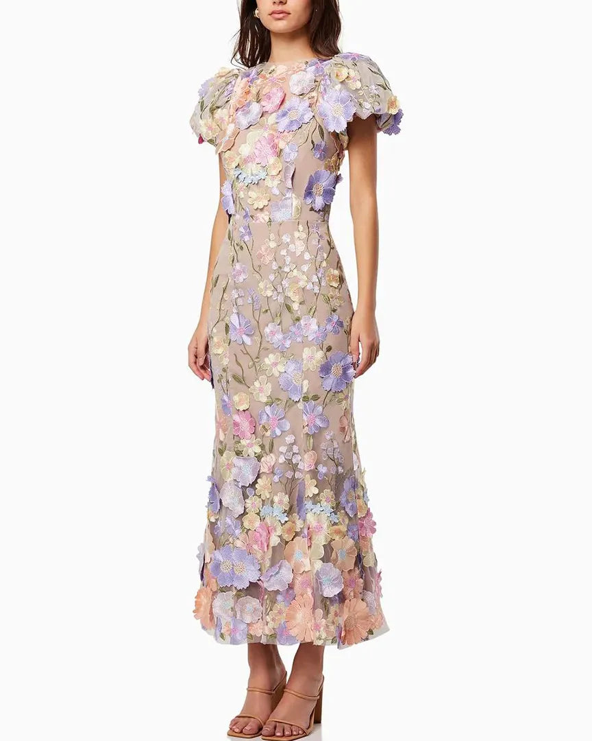 Astraea 3D Lace Maxi Dress