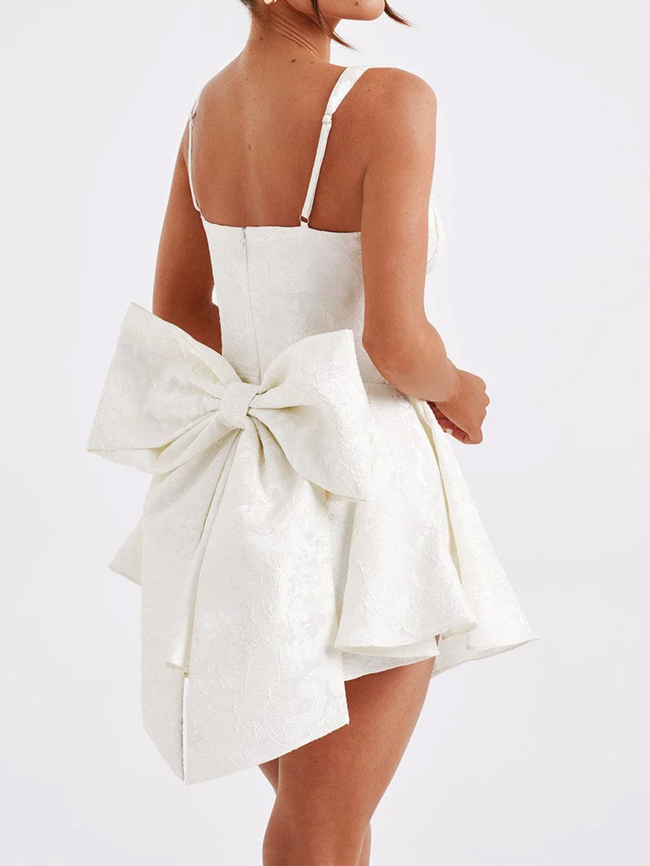 Jacquard Corset Mini Dress with Back Bow - Homecoming & Cocktail Party