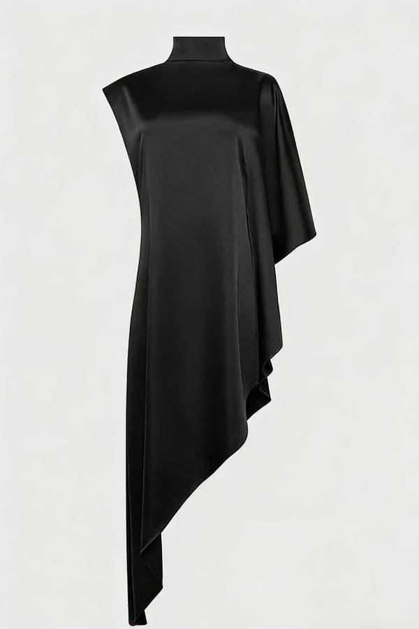 💜 Luxury Satin Maxi Gown | Elegant Flow & Irregular Hem