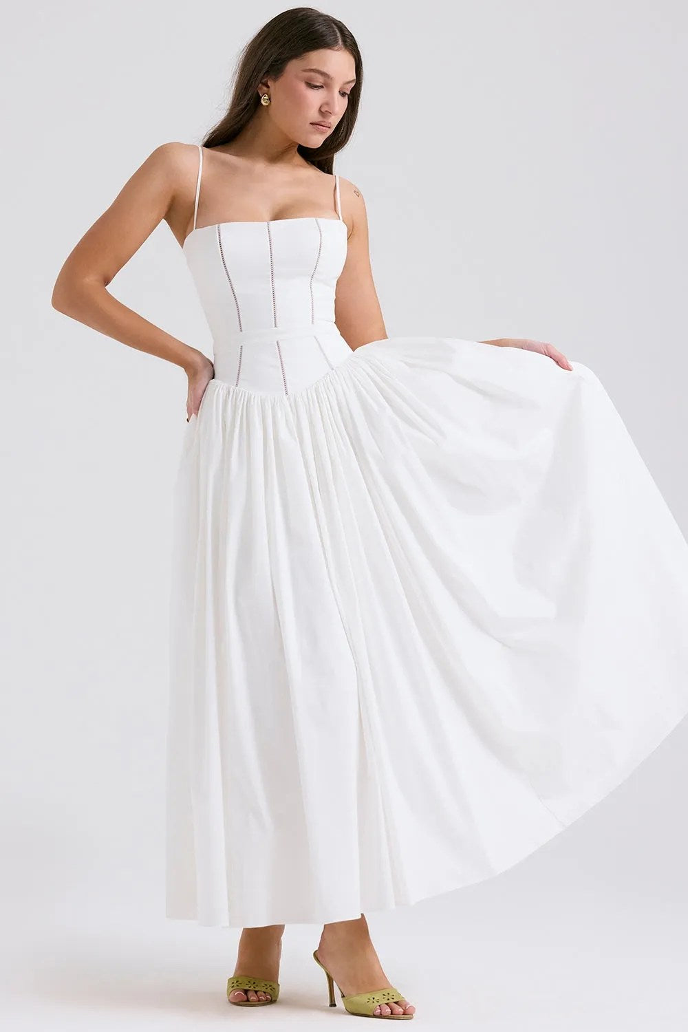Sundress – Corset Midi Dress with Adjustable Straps