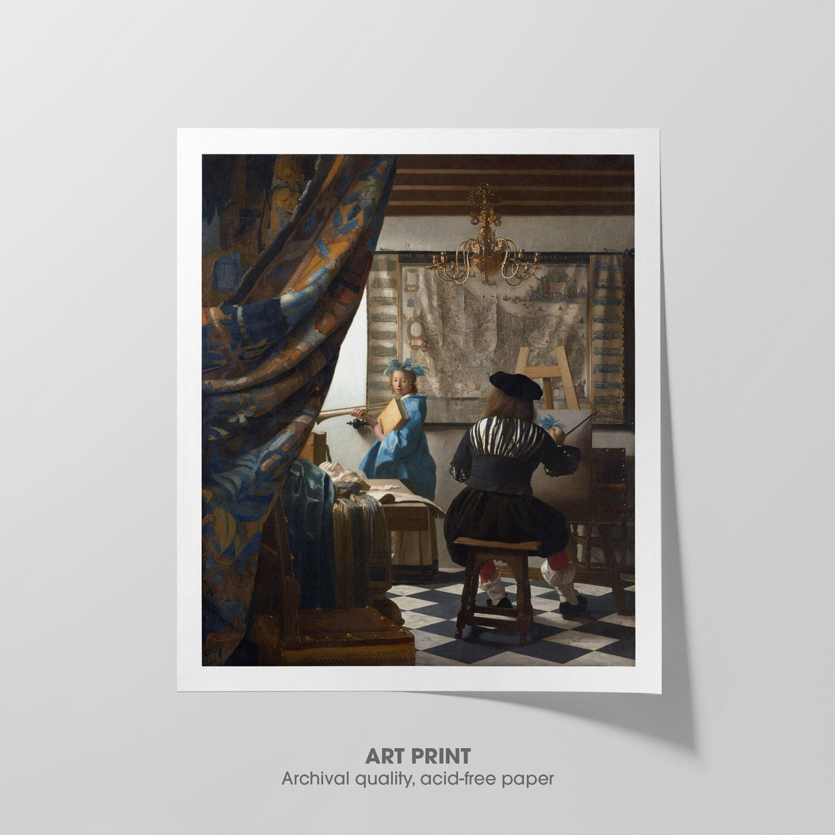 The Art of Painting  Vermeer  Art Print by Without A Frame - Oil Painting canvas print