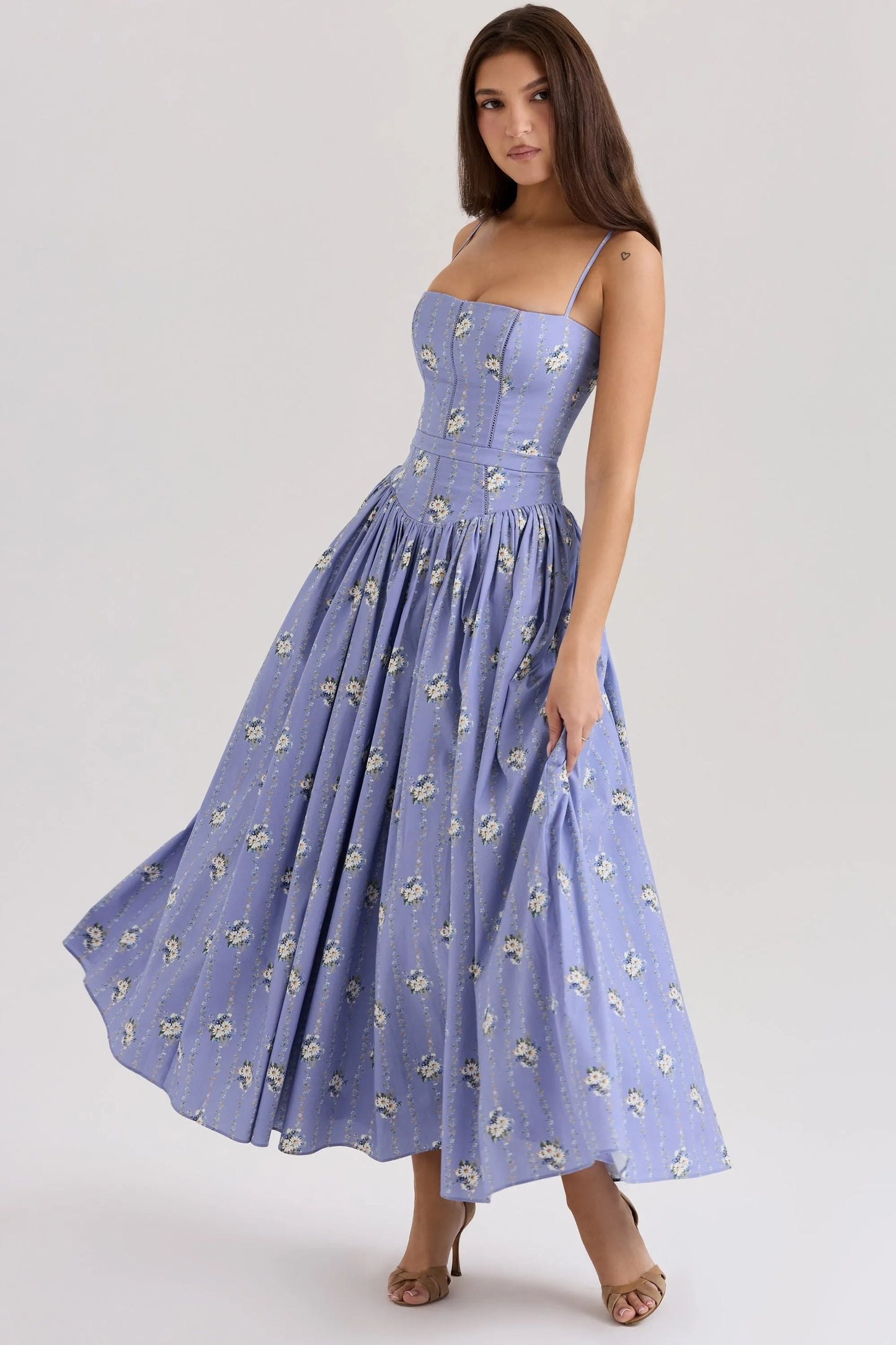 Sundress – Corset Midi Dress with Adjustable Straps